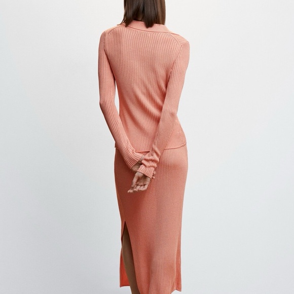 Mango Polo Neck Ribbed Cardigan Salmon / Size M / NWT - Picture 5 of 14